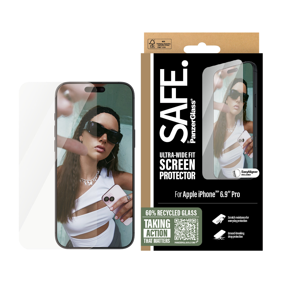 PanzerGlass Screen protector | Apple | iPhone 16 Pro Max | Glass | Transparent | Ultra-Wide Fit