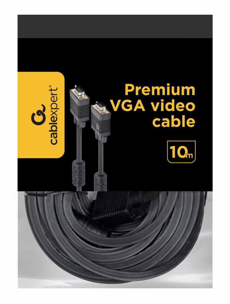 Gembird CC-PPVGA-10M-B Premium VGA HD15M/HD15M dual-shielded w/2*ferrite core 10M | Cablexpert