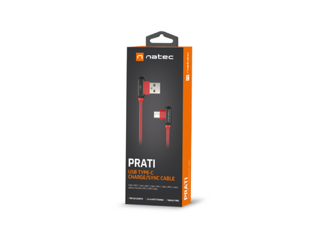 Natec Prati, Angled USB Type C to Type A Cable 1m, Red | Natec | Angled USB Type C to USB Type A | Prati | USB Type-A
