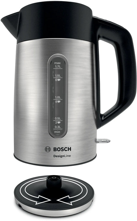 Bosch | Kettle | DesignLine TWK4P440 | Electric | 2400 W | 1.7 L | Stainless steel | 360° rotational base | Black/Stainless Steel