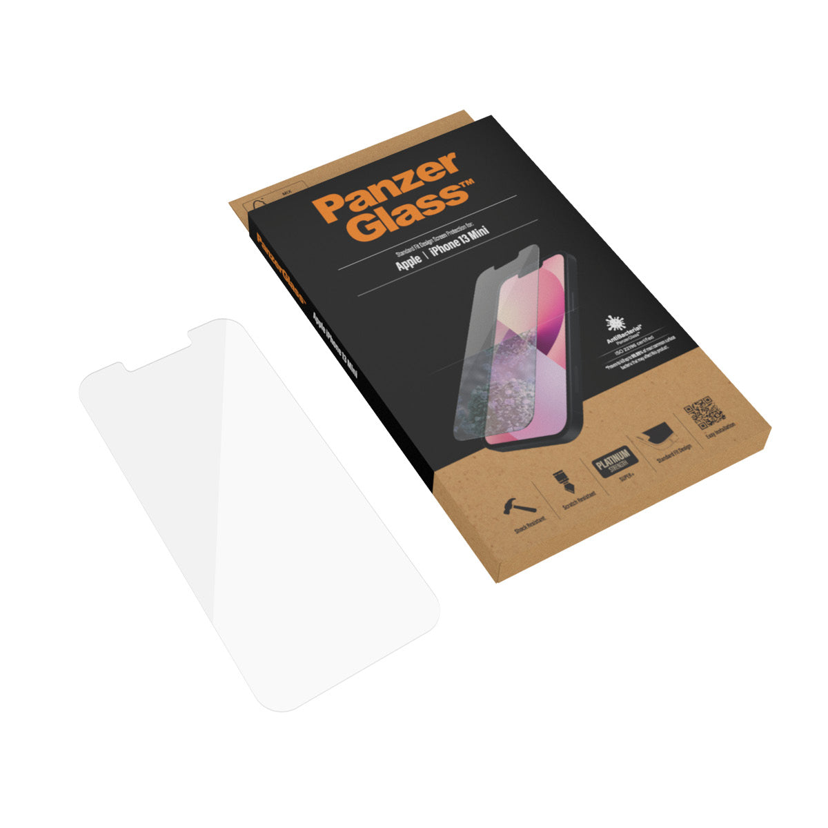 PanzerGlass | Clear Screen Protector | Apple | iPhone 13 Mini | Tempered glass | Antibacterial glass; Resistant to scratches and bacteria; Shock absorbing; Easy to install