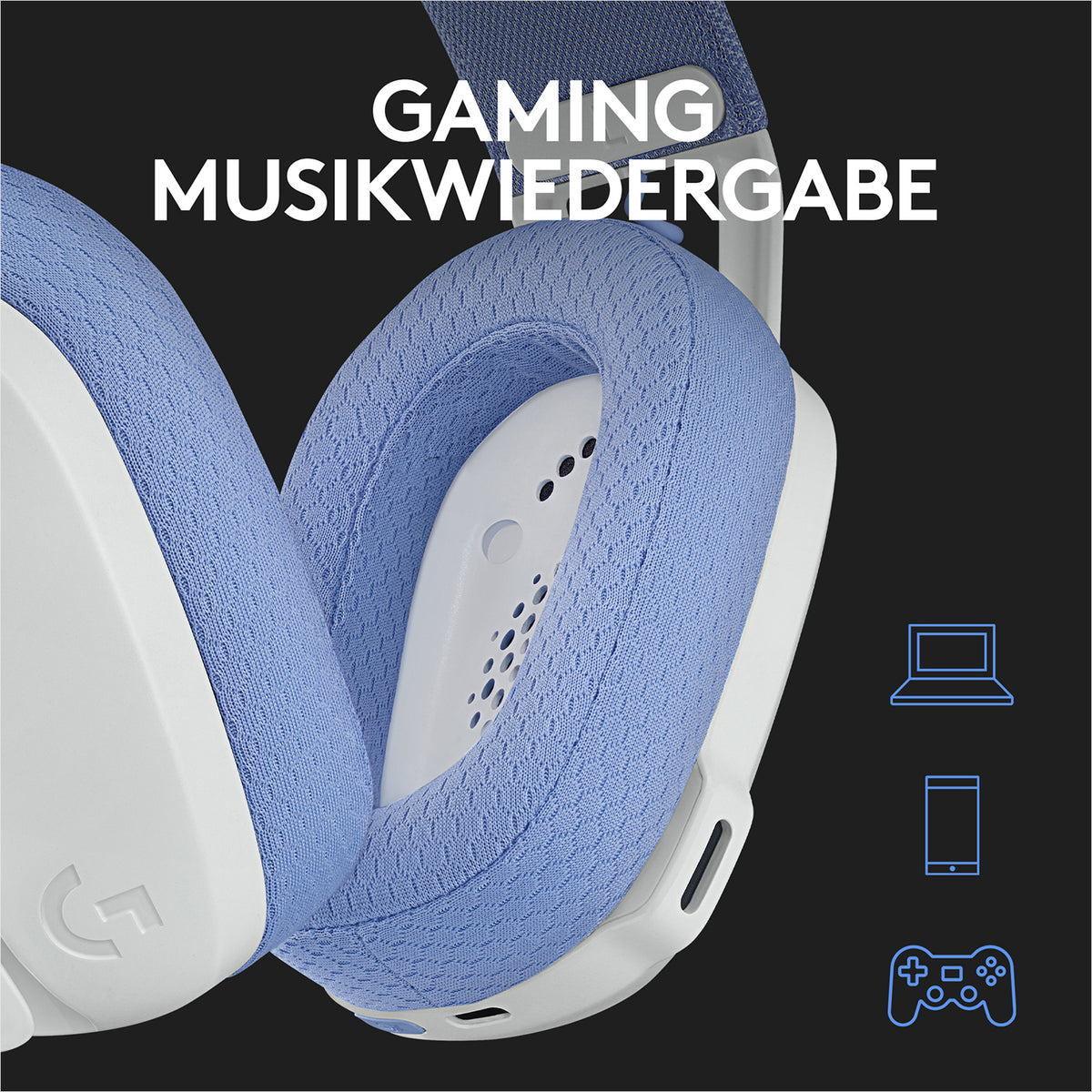 Logitech G435 LIGHTSPEED Belaidės žaidimų ausinės, Bluetooth, Off White and Lilac
