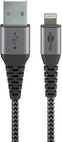 Goobay | Lightning to USB-A Textile Cable with Metal Plugs | 49268 | USB-A to Lightning