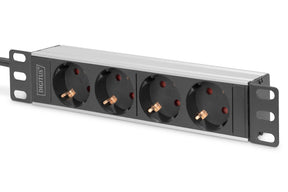 Digitus | 10” Socket Strip with Aluminum Profile, 4-way safety sockets | DN-95418