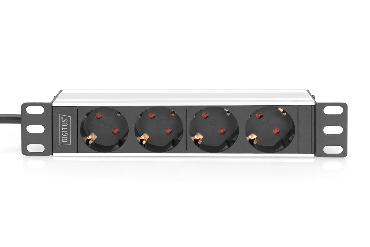 Digitus | 10” Socket Strip with Aluminum Profile, 4-way safety sockets | DN-95418