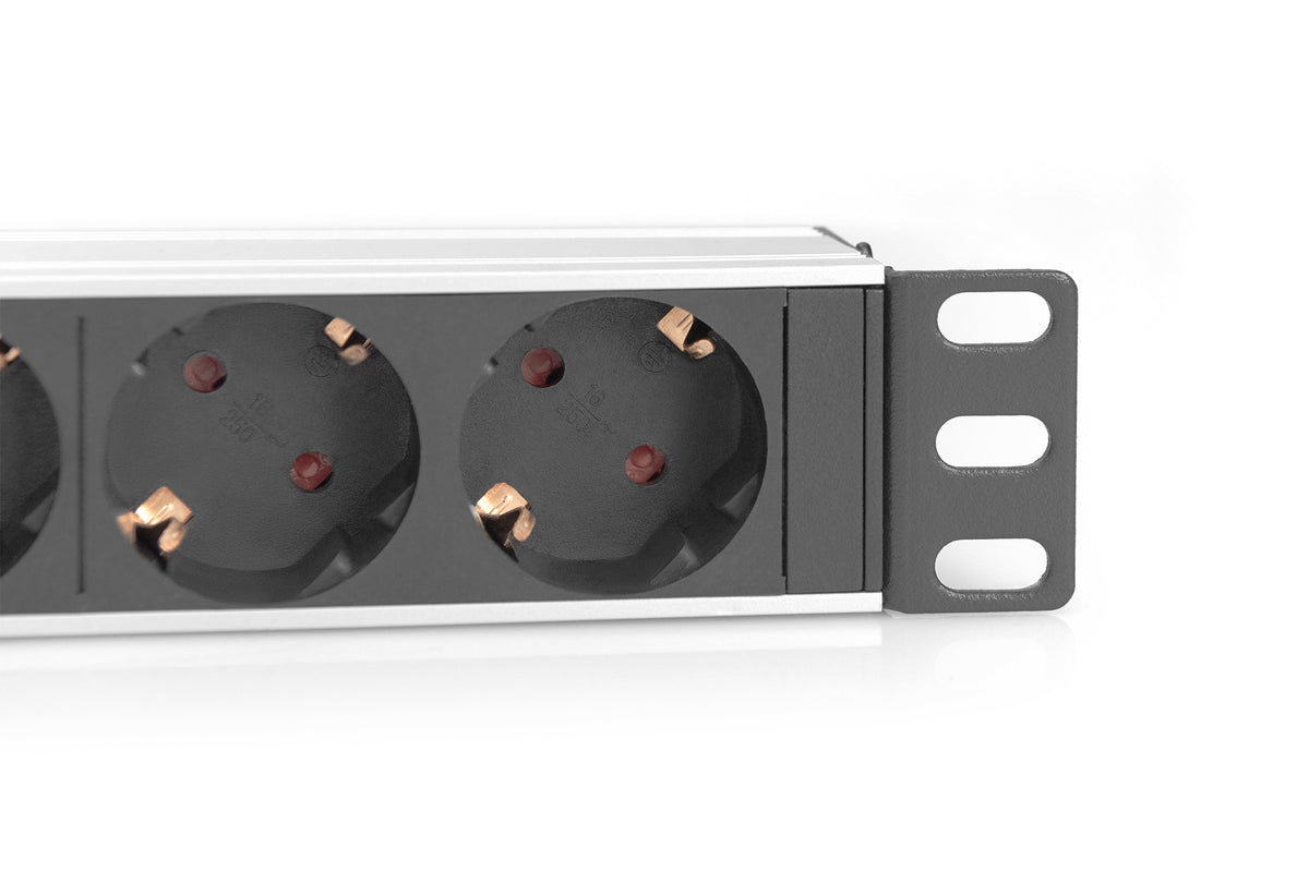 Digitus | 10” Socket Strip with Aluminum Profile, 4-way safety sockets | DN-95418