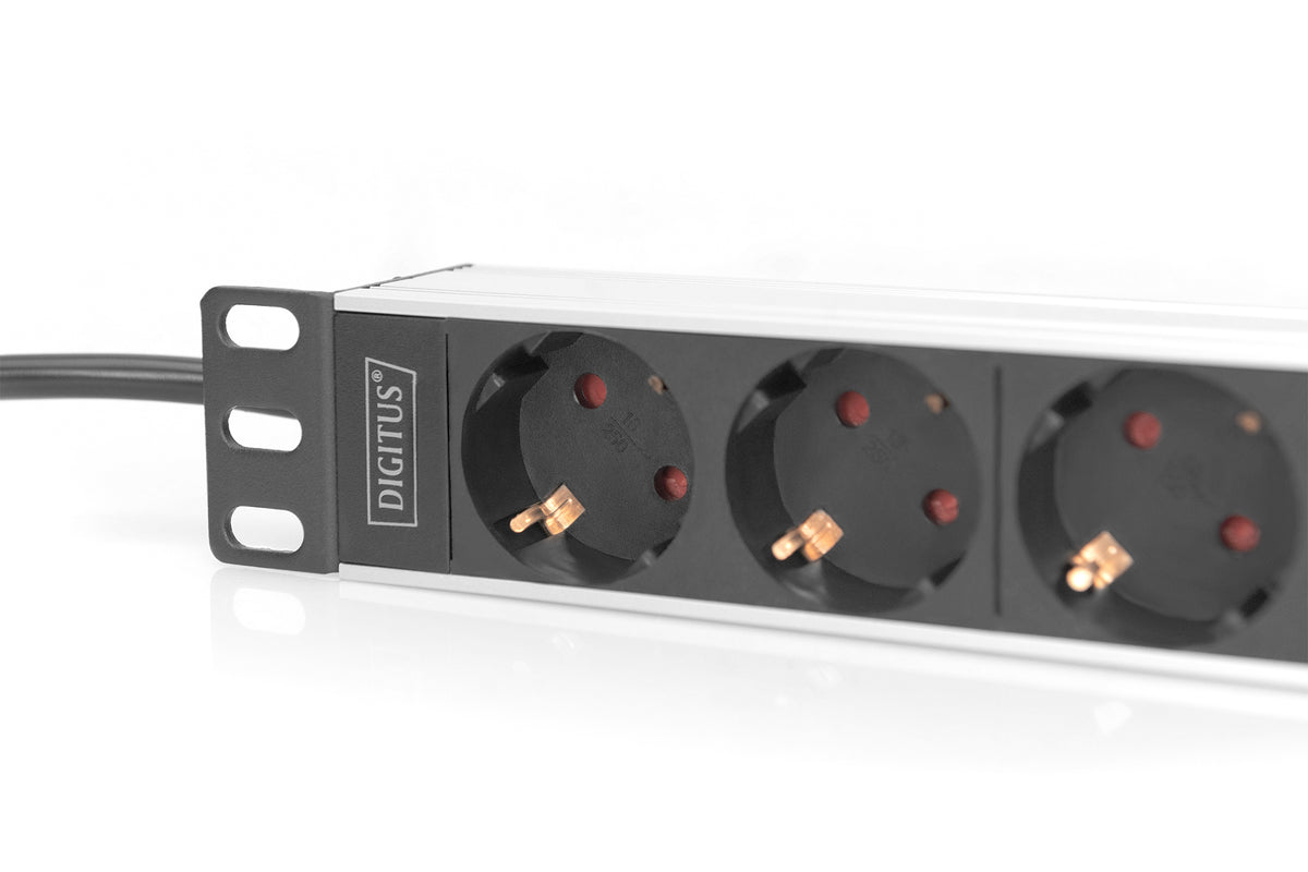 Digitus | 10” Socket Strip with Aluminum Profile, 4-way safety sockets | DN-95418