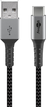 Goobay | USB-C to USB-A Textile Cable with Metal Plugs | 49296 | USB-C to USB-A