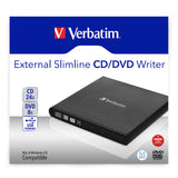 Verbatim 98938 External Slimline CD/DVD Writer Išorinis optinis įrenginys, USB-A, Juoda