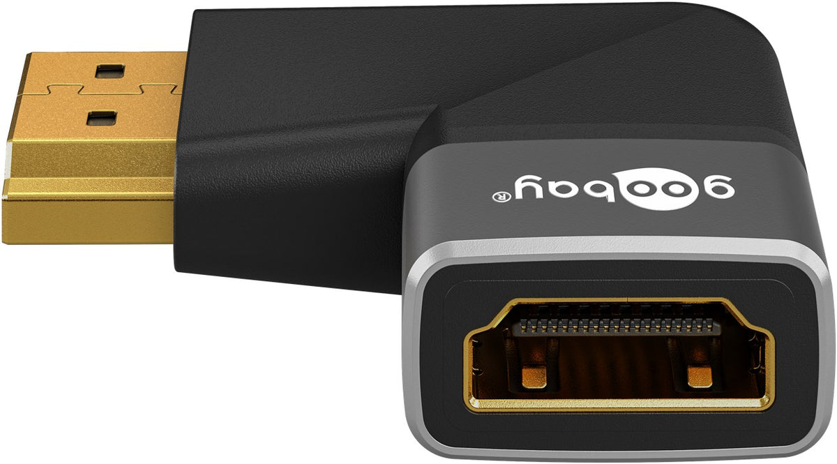 Goobay HDMI Angled Adapter 270° Horizontal, 8K @ 60 Hz, Gold-Plated, Black/Silver | 72012