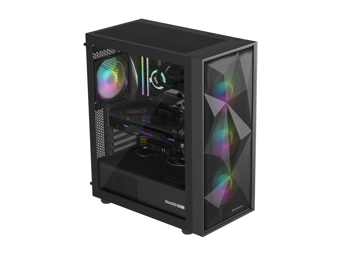 Genesis Gaming PC Case | Diaxid 605 ARGB | Midi Tower | Black