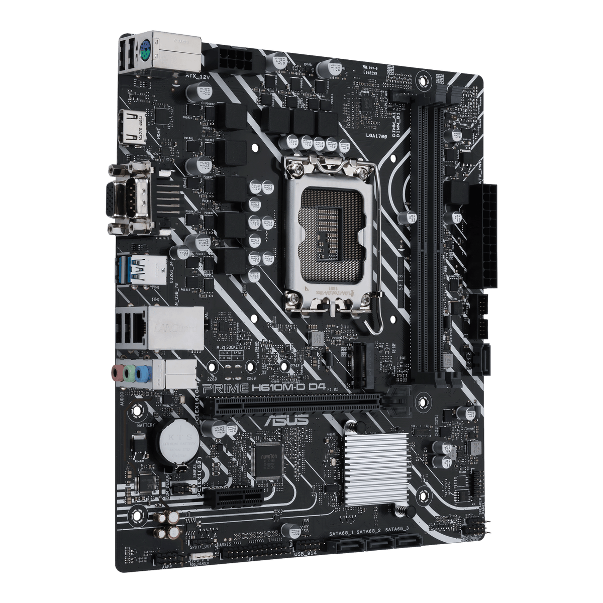 Asus | PRIME H610M-D D4 | Processor family Intel | Processor socket  LGA1700 | DDR4 DIMM | Memory slots 2 | Supported hard disk drive interfaces SATA, M.2 | Number of SATA connectors 4 | Chipset Intel H610 | mATX