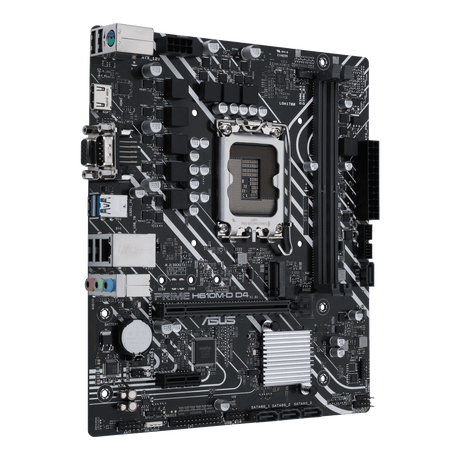 Asus | PRIME H610M-D D4 | Processor family Intel | Processor socket  LGA1700 | DDR4 DIMM | Memory slots 2 | Supported hard disk drive interfaces SATA, M.2 | Number of SATA connectors 4 | Chipset Intel H610 | mATX