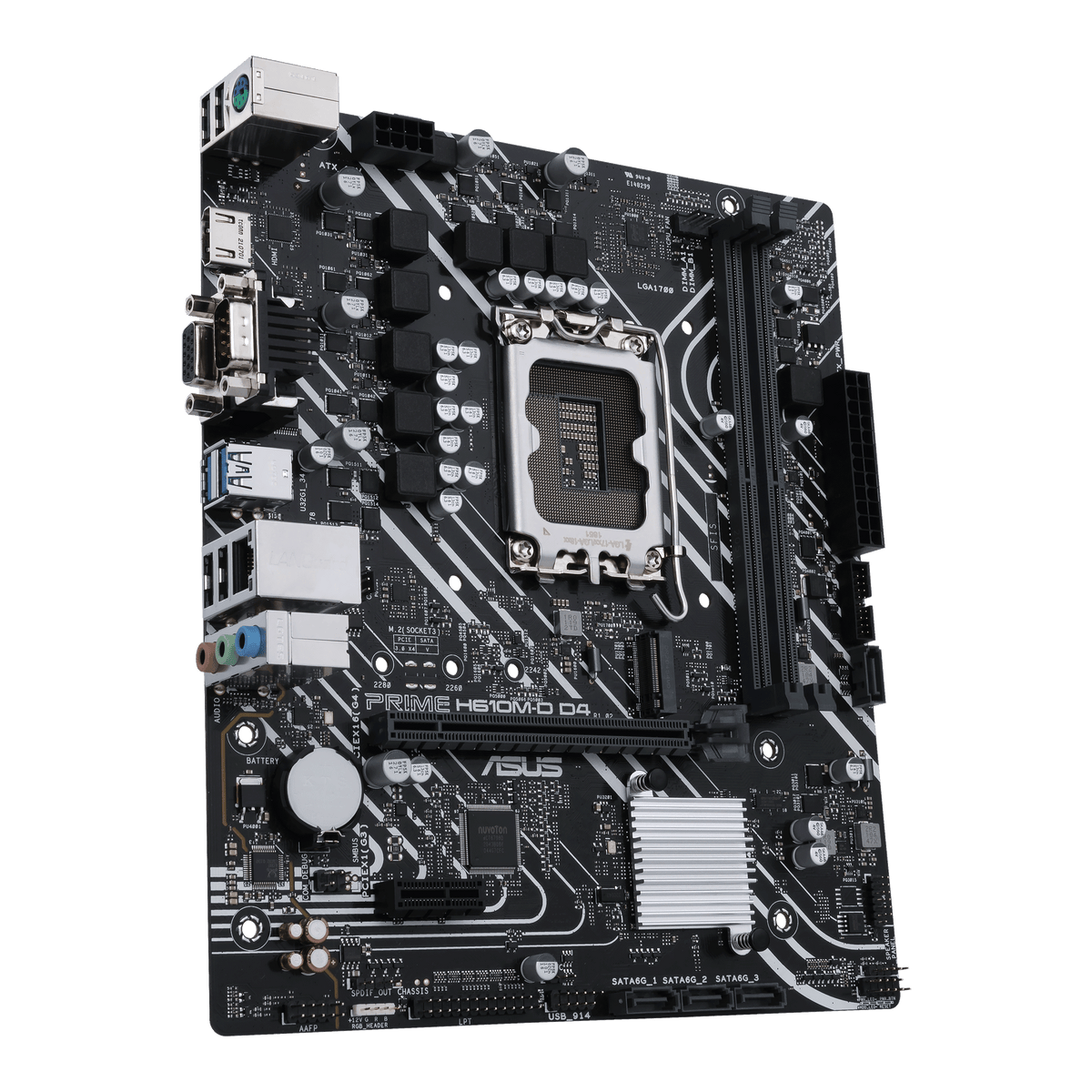 Asus | PRIME H610M-D D4 | Processor family Intel | Processor socket  LGA1700 | DDR4 DIMM | Memory slots 2 | Supported hard disk drive interfaces SATA, M.2 | Number of SATA connectors 4 | Chipset Intel H610 | mATX