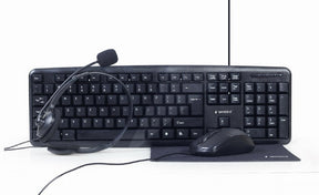 Gembird | 4-in-1 Multimedia office set | KBS-UO4-01 | Keyboard, Mouse, Pad and Headset Set | Wired | Mouse included | US | Black