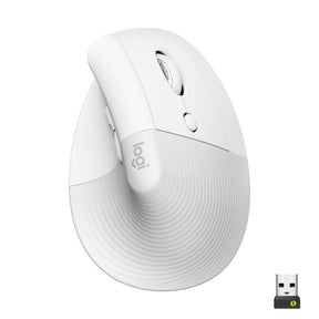 Logitech Lift Vertical Belaidė pelė, RF Wireless + Bluetooth, 4000 DPI, Off-white