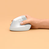 Logitech Lift Vertical Belaidė pelė, RF Wireless + Bluetooth, 4000 DPI, Off-white
