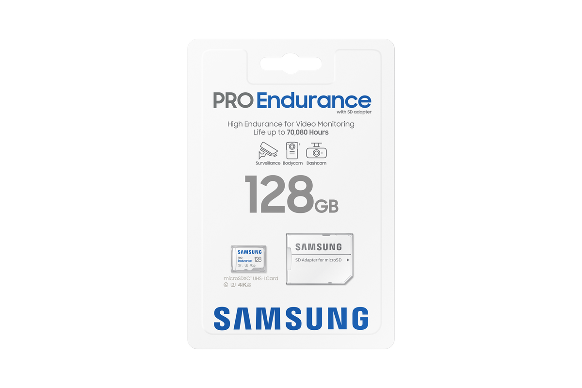 Samsung | PRO Endurance | MB-MJ128KA/EU | 128 GB | MicroSD Memory Card | Flash memory class U3, V30, Class 10 | SD adapter