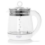 Adler | Kettle | AD 1299 | Electric | 2200 W | 1.5 L | Glass | 360° rotational base | White