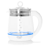 Adler | Kettle | AD 1299 | Electric | 2200 W | 1.5 L | Glass | 360° rotational base | White