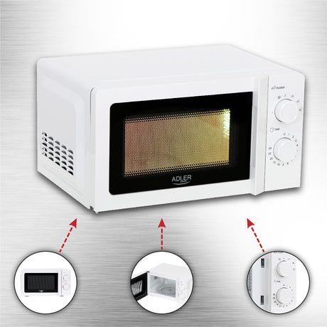 Adler | Microwave Oven | AD 6205 | Free standing | 700 W | White