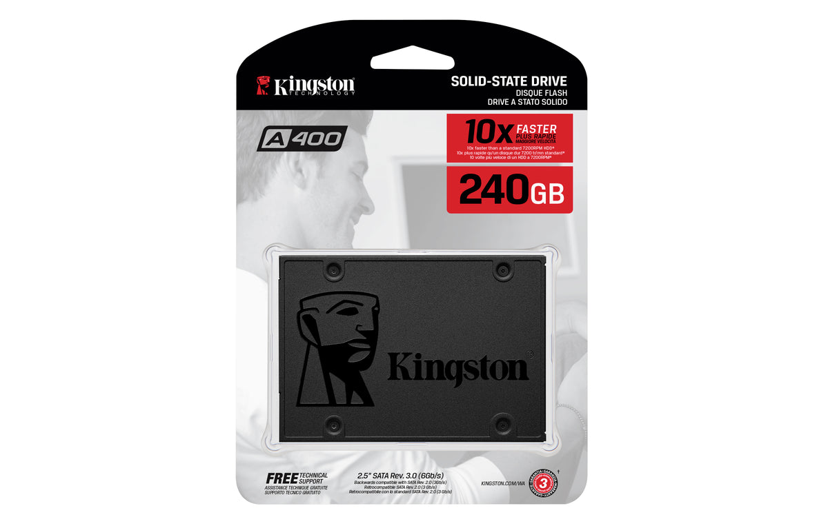 Kingston | A400 | 240 GB | SSD form factor 2.5" | Solid-state drive interface SATA | Read speed 500 MB/s | Write speed 350 MB/s