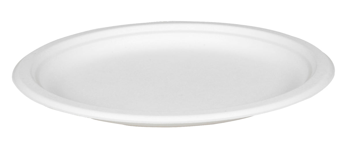 Ekologiškos vienkartinės lėkštės, pagamintos iš cukranendrių. Ø26 cm, 50 vnt