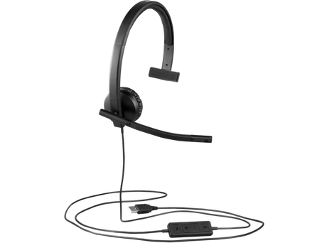Logitech H570e Mono UC Laidinės ausinės USB-A, Juoda