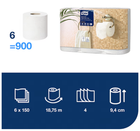 Tualetinis popierius Tork Premium Extra Soft Conventional T4, 4 sl., 9.7cm x 19.1m, 6 vnt./pak