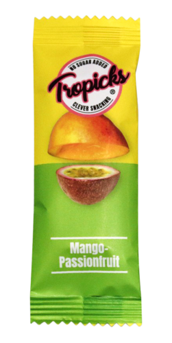 Tropicks Džiovintų mangų, pasiflorų batonėlis, 20 g
