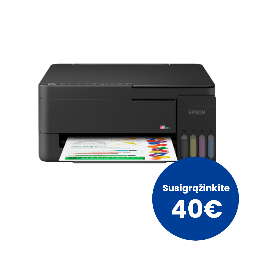 Epson EcoTank L3352 Spausdintuvas rašalinis spalvotas MFP A4 33 ppm USB Wi-Fi
