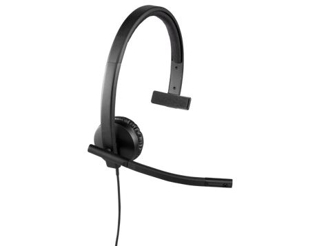 Logitech H570e Mono UC Laidinės ausinės USB-A, Juoda
