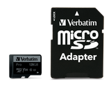 Verbatim 47044 Pro U3 Micro SDXC Atminties kortelė 128GB + microSD į SD Adapteris