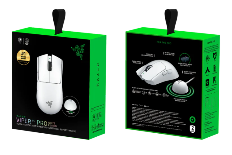 Razer Gaming Mouse | Viper V4 Pro Esports | Wireless | Razer HyperSpeed Wireless Gen-2, Wired | White