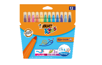 BIC Flomasteriai KID Couleur XL, 12 spalvų rinkinys NP