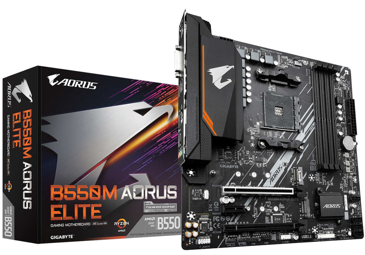 Gigabyte | B550M AORUS ELITE 1.0 | Processor family AMD | Processor socket AM4 | DDR4 DIMM | Memory slots 4 | Number of SATA connectors 4 x SATA 6Gb/s connectors | Chipset AMD B | Micro ATX