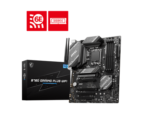 MSI | B760 GAMING PLUS WIFI | Processor family Intel | Processor socket  LGA1700 | DDR5 | Memory slots 4 | Supported hard disk drive interfaces SATA, M.2 | Number of SATA connectors 4 | Chipset Intel B760 | ATX