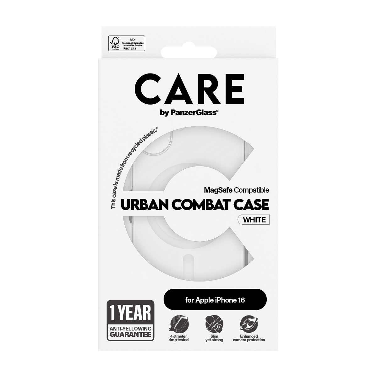 CARE Flagship Case | Back cover | Apple | iPhone 16 | Recycled plastic | White | MagSafe