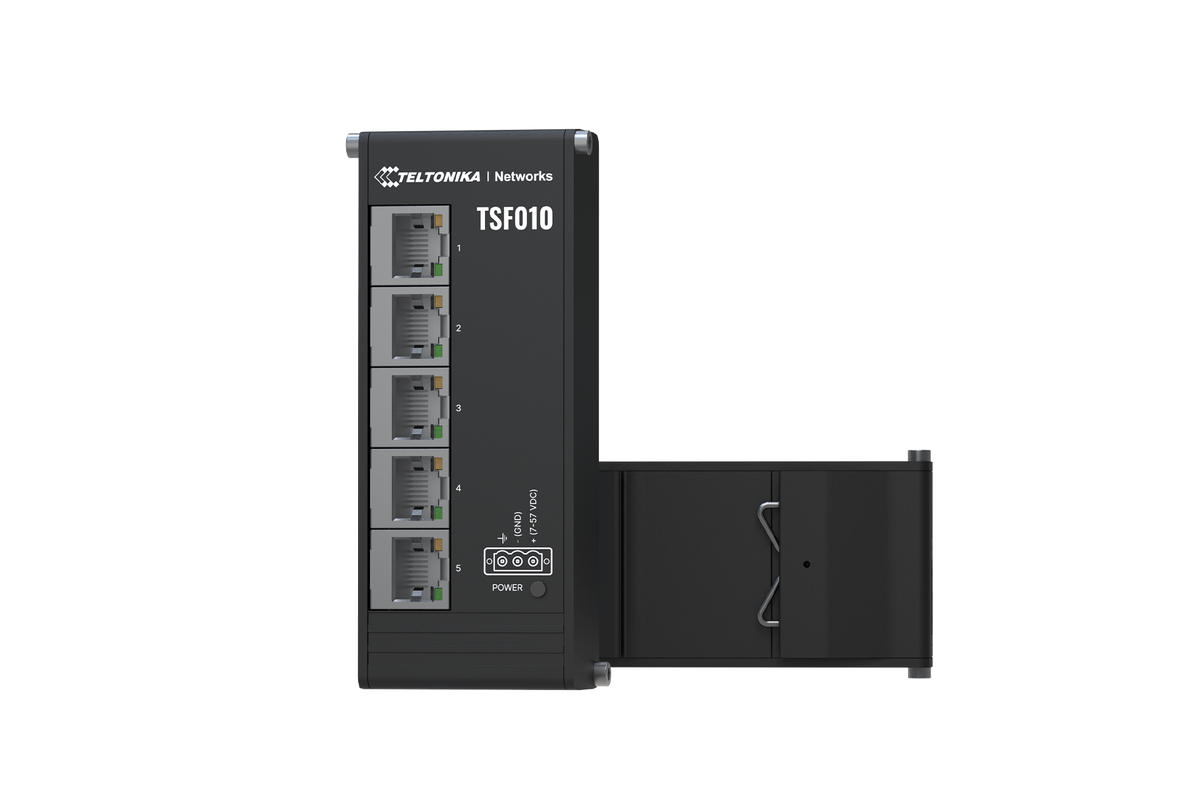 Teltonika | Industrial Switch | TSF010 | Unmanaged | DIN rail mountable | 10/100 Mbps (RJ-45) ports quantity 5 | Power supply type 3-pin industrial DC power socket