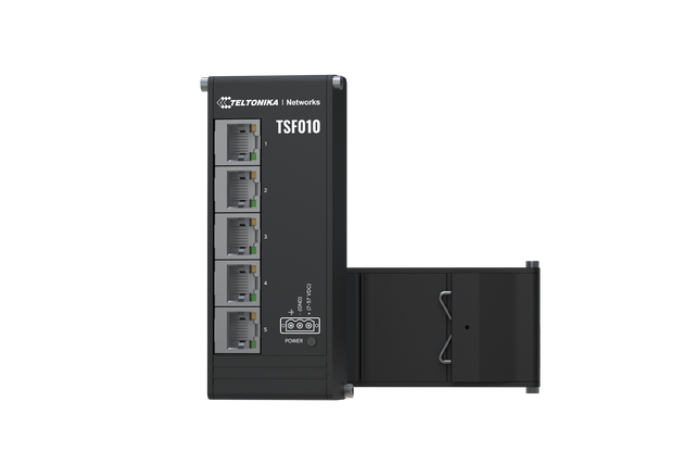 Teltonika | Industrial Switch | TSF010 | Unmanaged | DIN rail mountable | 10/100 Mbps (RJ-45) ports quantity 5 | Power supply type 3-pin industrial DC power socket
