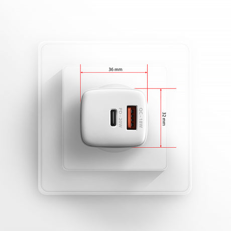 AXAGON Wallcharger 2x port (USB-A + USB-C), 20W | ACU-PQ20W