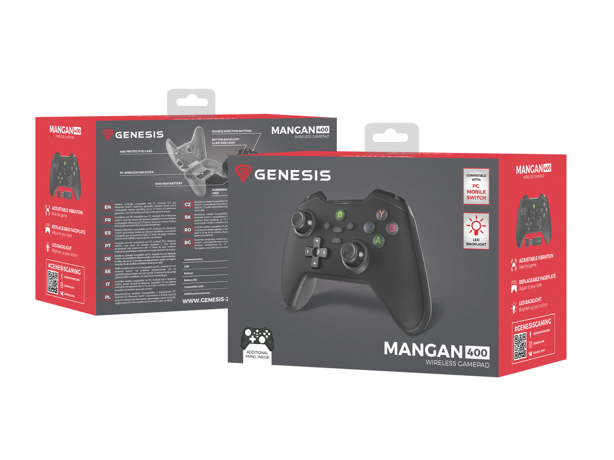 Genesis | Gaming Gamepad | Mangan 400 | Black | Wireless