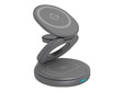 Raidsonic 3 in 1 foldable magnetic charging stand for mobile phone, earpods and smartwatch, Aluminium | Icy Box IB-SH101-CH