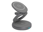 Raidsonic 3 in 1 foldable magnetic charging stand for mobile phone, earpods and smartwatch, Aluminium | Icy Box IB-SH101-CH