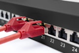 CAT 6A | Patch Panel | RJ45, 8P8C | Suitable for 483 mm (19") cabinet mounting; Transmission properties: Category 6A, Class EA; Area of application: Up to 500 MHz, 10GBase-T; Size:482.6 x 44 x 109mm | RJ45 shielding (Tinned bronze)