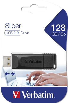 Verbatim 49328 Slider USB atmintinė 128GB, USB-A 2.0, Juoda