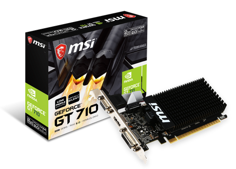 MSI | GT 710 2GD3H LP | NVIDIA | 2 GB | GeForce GT 710 | DDR3 | DVI-D ports quantity 1 | HDMI ports quantity 1 | PCI Express 2.0 x16 (uses x8) | Memory clock speed 1600 MHz | Processor frequency 954 MHz | VGA (D-Sub) ports quantity 1