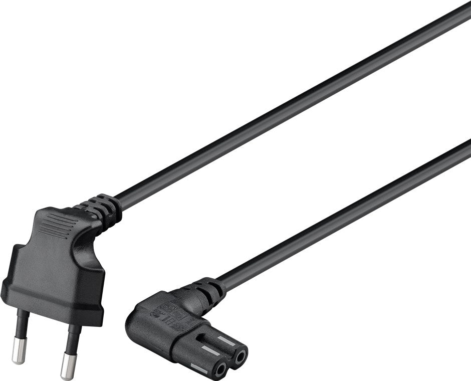 Goobay | 97350 | Euro connection cord, both ends angled | Black Euro male (Type C CEE 7/16) | Device socket C7