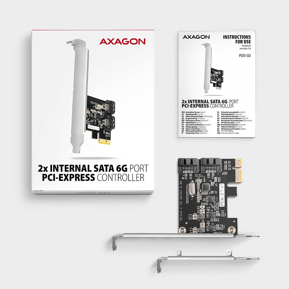 AXAGON Two-channel SATA III PCI-Express controller with two internal SATA port outputs | PCES-SJ2