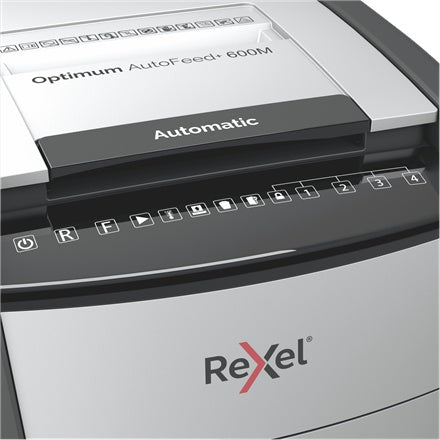 Rexel AutoFeed+ 600M Dokumentų naikiklis Micro cut shredding 2x15mm P-5 110L, 55 dB, Pilka/Juoda